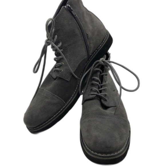 GBX Men's Gray Suede Leather Ankle Boots Cap Toe Yukka Side Zip 11M Footwear - Picture 7 of 15